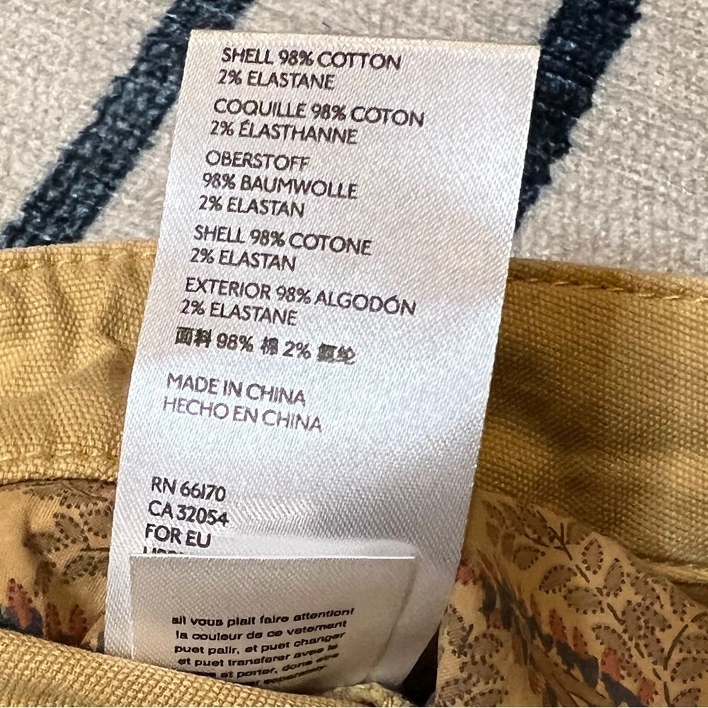 Anthropologie Pilcro Wide Leg Cropped Carpenter Pants in Khaki Yellow Size 26P - Picture 4 of 6